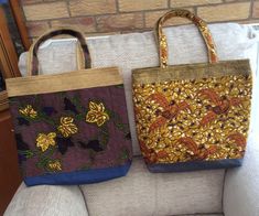 Jane's bags made with lovely African fat quarters fabric